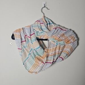 Talbots Infinity Scarf‎ Multicolor Polka Dot Artsy Teacher Geometric Lightweight